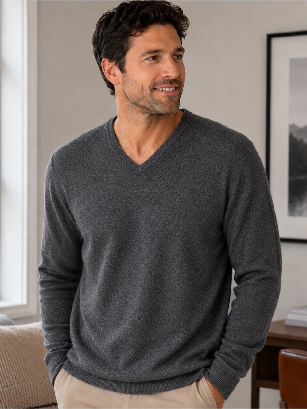 Banana Republic Luxury Blend Silk Cashmere V-Neck Sweater Men’s Large Gr